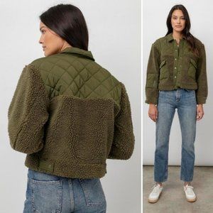 NWT! RAILS quilted Sherpa olive PEYTON JACKET Size Large